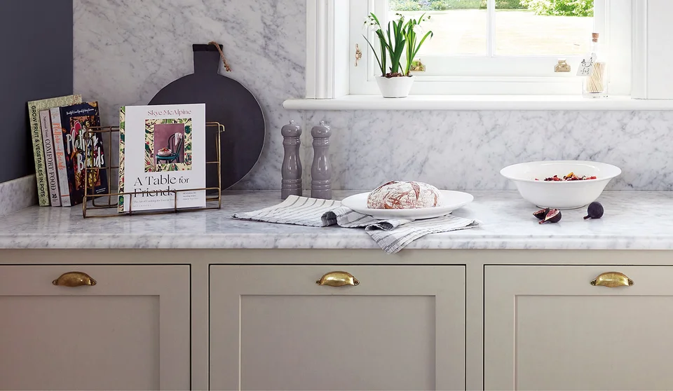 Nahaufnahme Küchenoberfläche Marmorplatte