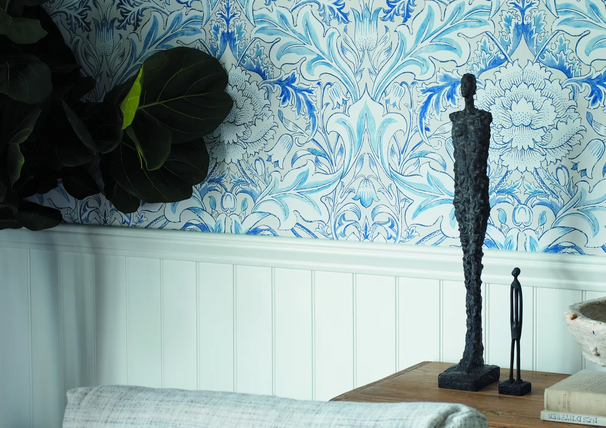 wandverkleidung blau